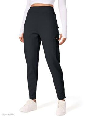 Fleece Lined Joggers High Waisted Water Resistant Thermal Hiking Pants Pockets